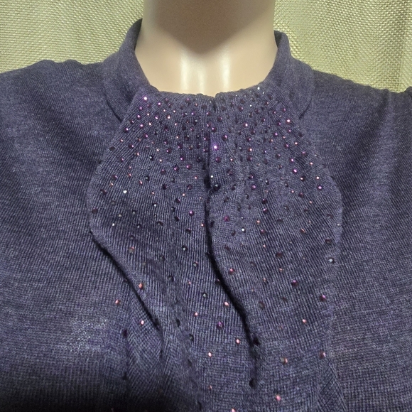 Elegant Sheer Sleeve Purple Top - Picture 3 of 8